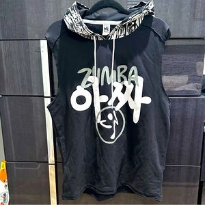Zumba Men Drawstring Hooded High Low Hem